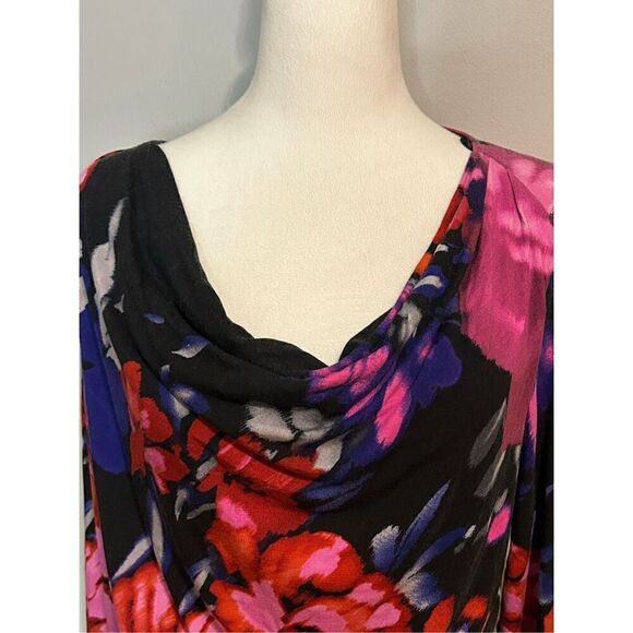 š Adrianna Papell floral cowl drapeāneck knit top sizeā L BIN P - Picture 2 of 11